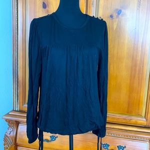 Black Ann Taylor Blouse with Buttons on Shoulders and Side Ties